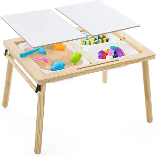 Sensory Tables for Toddlers,Kids Table with 3 Storage Bins, Activity Table with 7 Sand Toys, Indoor/Outdoor Play Sand Table, Gifts for Boys and Girls