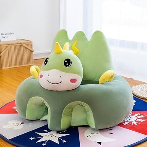 Baby Seat for Babies 3 Months & Up, Sit Me Up Floor Seat for Infants, Cartoon Back Head Support Sitting Infant Sofa, Toddler Plush Animal Shaped Learning Sitting Up Chair (Dinosaur)