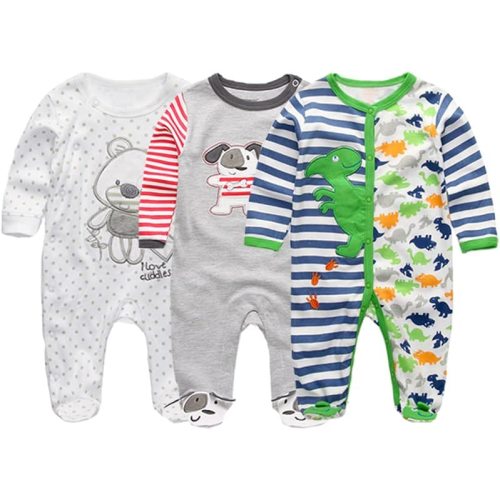 Newborn Baby Boy Girl Organic Cotton Bodysuit Long Sleeve Jumpsuit 3-Pack Outfits Clothes,0-24Months