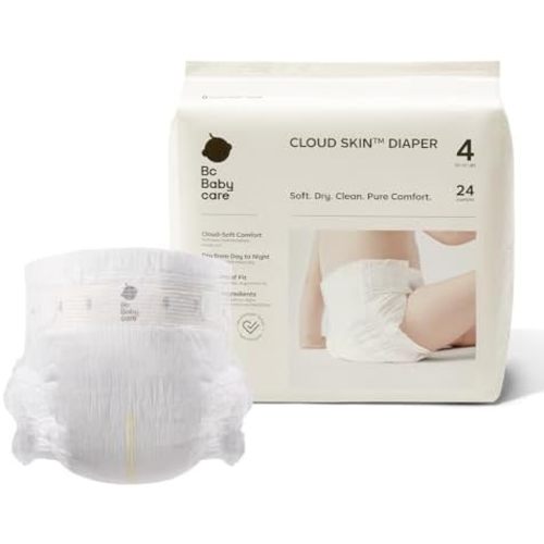 Bc Babycare Cloud Skin Baby Diapers, Size 4 (22-37 lbs), 24Count – Ultra Soft & Dry, Leak-Proof Overnight Comfort, Hypoallergenic, Totally Chlorine-Free