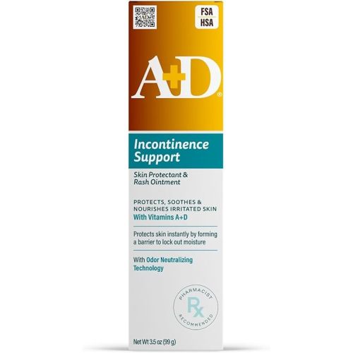 A+D Incontinence Support Skin Protectant & Rash Ointment – Treats & Prevents Incontinence Rash, Soothes Chafed Skin, Odor Neutralizing Technology - 3.5oz