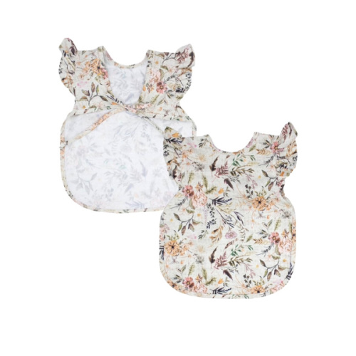 BapronBaby Flutter Delilah Floral Bapron - No Neck Tie Safer Bib for Baby & Toddler - Soft Waterproof Stain Resistant - Machine Washable - Sz Baby/Toddler 6m-3T