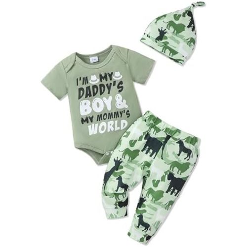 NZRVAWS Baby Boy Clothes Preemie Infant Boy Bear Outfits Jumpsuit Bodysuit Letter Print Romper