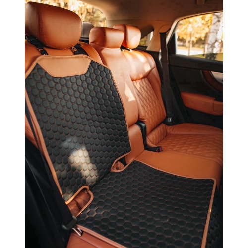Owleys Car Back Seat Protector for Child & Eco-Leather Front Seat Cover, Hexy 1pc