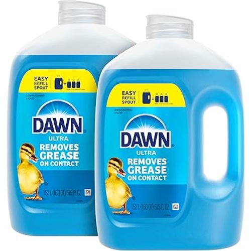 Dawn Ultra Original Dish Soap Refill Jug Large Size Original Blue Liquid Dishwashing Detergent, Powerful Dawn Dish Soap for Grease, 51.5oz (Pack of 2)
