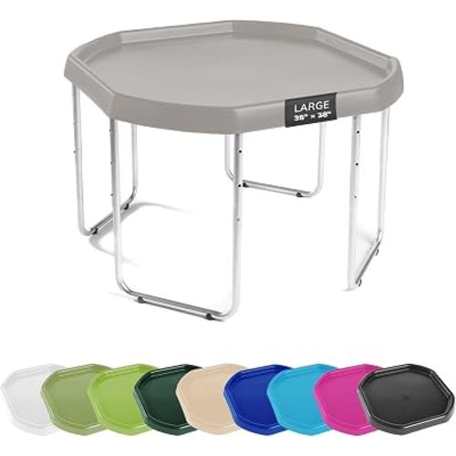 MEKA Large 38"x38" Tuff Tray Set Grey, Activity Sensory Tray Plus Stand Children, Outdoor Play Sand and Water Table for Toddlers and Kids, Toy Boys Girls
