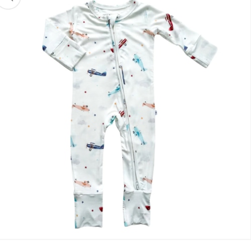 Zipper Romper - Vintage Airplane