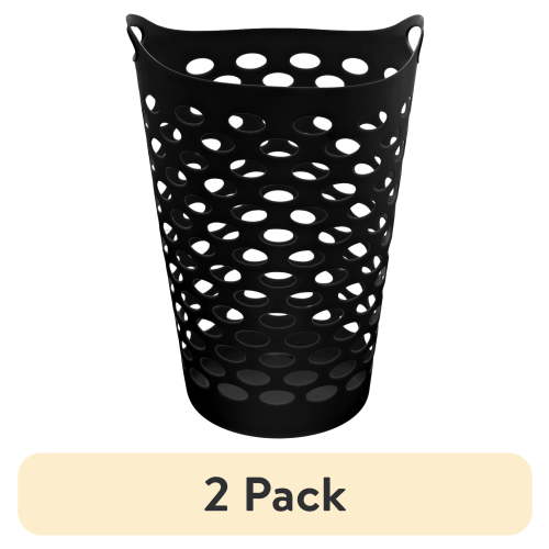 (2 pack) Mainstays Flex Carrying Handles Laundry Hamper, Black, Adult