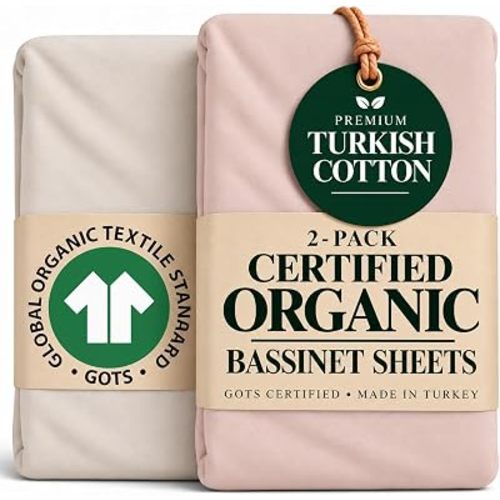 Organic Bassinet Sheets 33x20 for HARPPA Cuddly 3-in-1, BabyBond, GROWNSY