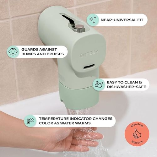 Canopy Baby Bath Tub Filter – Gentler Water Filtration for Delicate Skin | Reduces Chlorine & Irritants | BPA-Free Silicone Spout Cover | Easy Tool-Free Install | Activated Carbon Filtration
