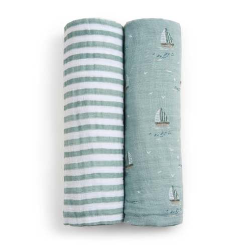 aden + anais Organic Cotton Muslin Swaddles in Sailing Seas 2 Pack