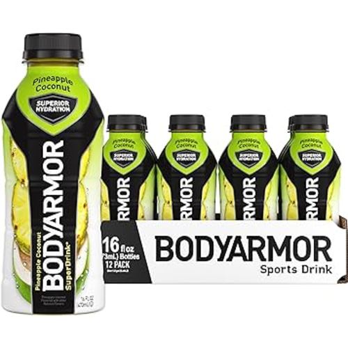 BODYARMOR Sports Drink Sports Beverage, Pineapple Coconut, Coconut Water Hydration, Natural Flavors With Vitamins, Potassium-Packed Electrolytes, Perfect For Athletes, 16 Fl Oz (Pack of 12)