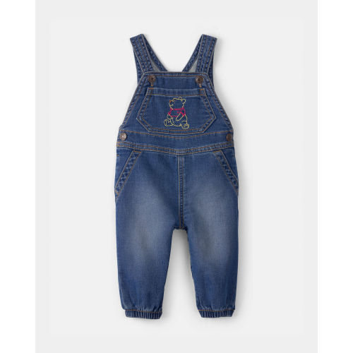 Baby Disney© Winnie the Pooh Embroidered Knit-Like Denim Overalls - Dark Wash - OshKosh B'gosh | Carter's