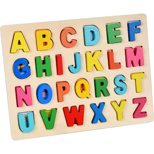 Alphabet Puzzle Wooden ABC Puzzle for Toddlers 3 4 5 Year Old Puzzles Learning Toys, Letter Block Floor Puzzles Toy Kids Ages, Preschool Educational Board Game for Boys and Girls Gifts Toddler