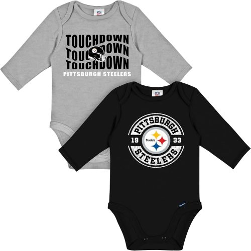 Gerber Baby NFL 2-Pack Long Sleeve Onesie Bodysuit, Steelers, 3-6 Months