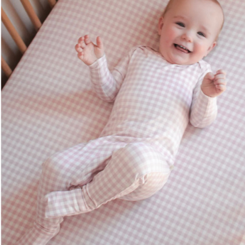 Pink Gingham Convertible Footie Pajamas | Sleeper | günamüna