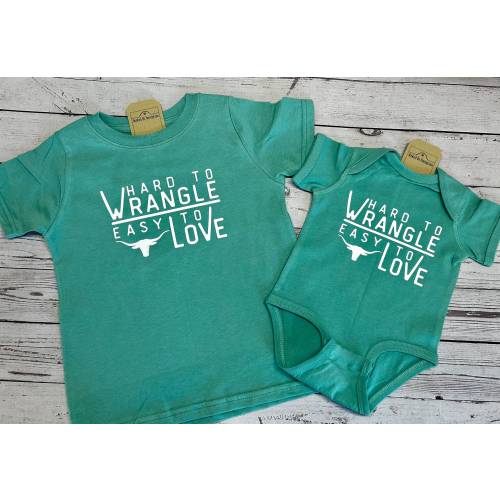 Hard To Wrangle Easy To Love Shirt, Cowboy Onesie, Cattle Shirt, Farm Onesie, Wild Kid Shirt, Rancher Onesie, Future Cowboy, Kids Shirts