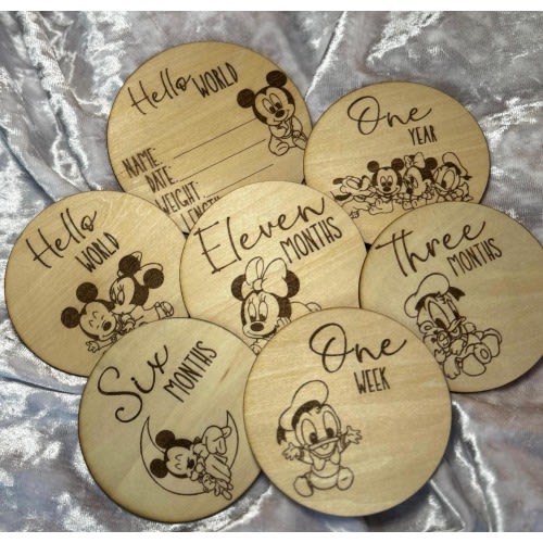 Baby Mickey & Friends Baby Monthly Milestone and Photo Markers | Wooden Baby Number Signs | Newborn Photo Prop | Baby Photo Prop