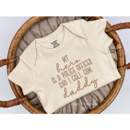 Embroidered My hero is a Police Officer and I call him daddy Bodysuit • Dad is a Policeman Gift • My dad is a Hero• Police Baby Custom