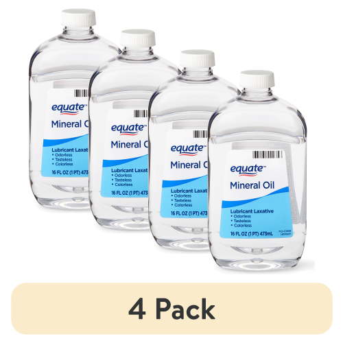 (4 pack) Equate Mineral Oil Lubricant Laxative Liquid for Constipation, 16 fl oz (474mL)
