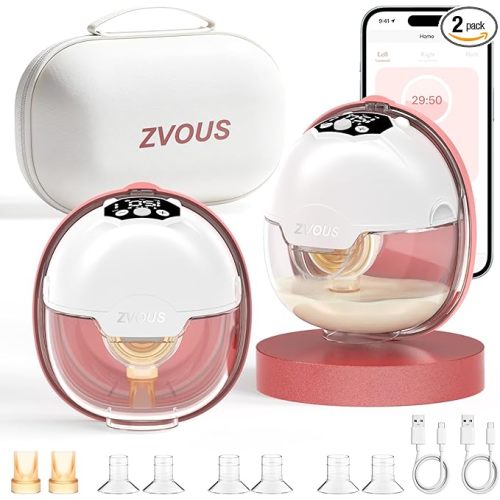 Hands Free Breast Pump Comfortable, Painless Strong Suction Power Rechargeable Electric Breast Pump Smart App Wearable Pump Leakproof 4 Modes Levels Wireless Pump for Driving Office Yoga Sleeping