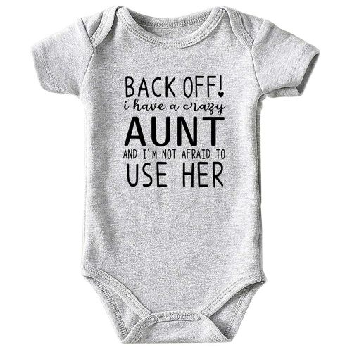 Crazy Aunt Baby Boy Clothes Unisex Funny Baby Girl Bodysuits gray 0-3 months