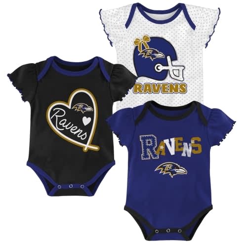 Outerstuff NFL Teams Newborn Baby and Infant Short Sleeve Bodysuit 3-Pack (0-18M)