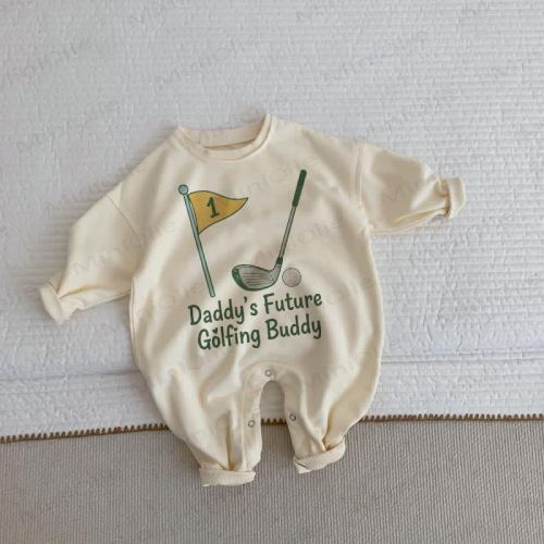 DADDY'S FUTURE GOLFING BUDDY Baby Beige Romper