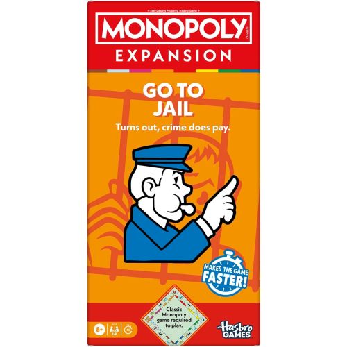Monopoly Go to Jail Expansion | Add More Fun to Classic Monopoly Game and Play Faster | Ages 8+ | 2-6 Players | 40 Mins. | Family Board Games