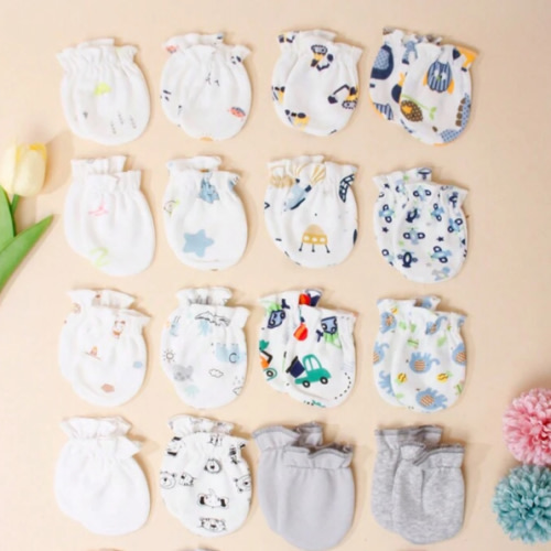 6 Pairs Newborn Baby Cute Animal Printed Mittens
