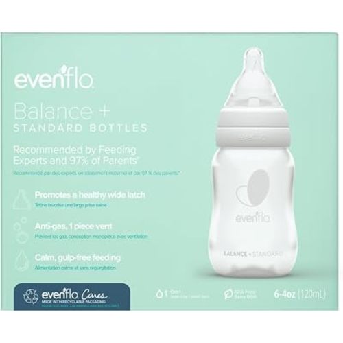 Evenflo Feeding Premium Proflo Venting Balance Plus Standard Neck Baby, Newborn and Infant Bottles - Developed by Pediatric Feeding Specialists - 4 Ounce (Pack of 6)