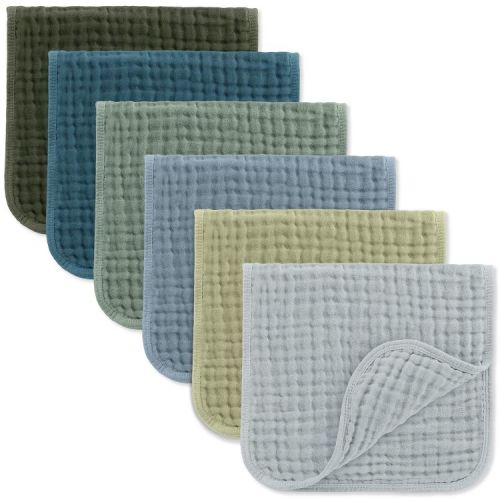 Muslin Burp Cloths Large 100% Cotton by Comfy Cubs (Multicolor Boy, Pack of 6)