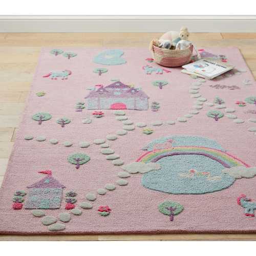 Hand-Tufted Wool Fairy Tale Rug: Colorful Kids Play Mat