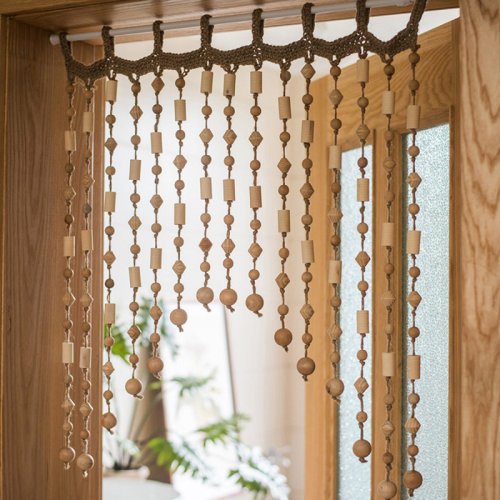 Beaded Door Solid Wood Tab Top Single Curtain Panel | Wayfair