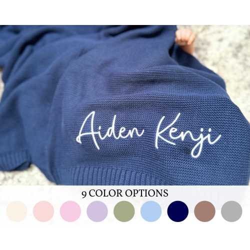 Custom Embroidered Baby Name Blanket, Personalized Knit Baby Blanket, Baby First Blanket, Newborn Blanket Keepsake, Unique Baby Shower Gift