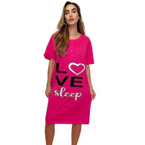 Just Love Short Sleeve Nightgown Sleep Dress for Women (Fuchsia - Love Sleep, Large)