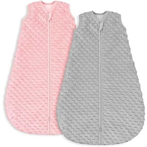 Yoofoss Fleece Baby Sleep Sack 6-12 Months with Plush Dots, TOG 1.5 Baby Wearable Blanket with 2-Way Zipper, Organic Cotton Toddler Sleep Sack Fleece