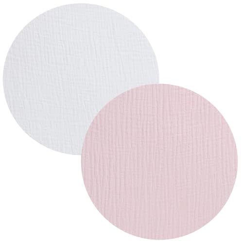 Muslin Bassinet Sheet Fit for Graco Pack n-Play Dome LX Bassinet | (not playard), 2 Pack Cotton Stylish Boho Fitted Bassinet Sheets Super Soft for Baby White & Pink