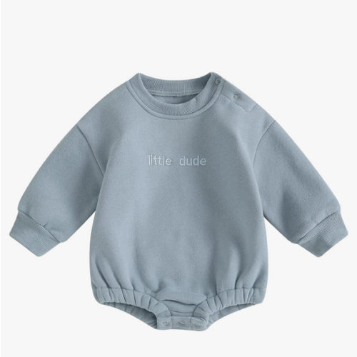 VISGOGO Newborn Infant Baby Boy Girls Oversized Romper Little Dude Sweater Onesie Coming Home Outfit Neutral Clothes 0-3m