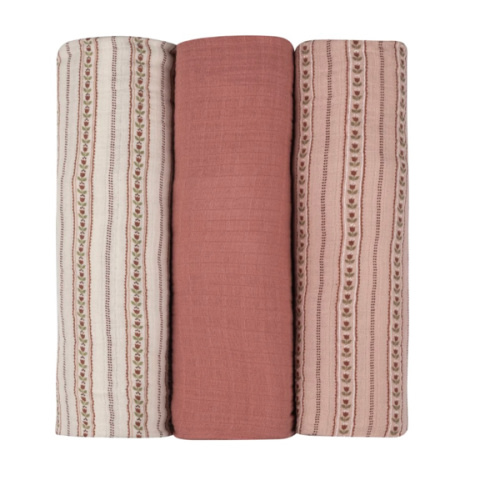 Baby Girl Muslin Swaddle Blanket 3-Pack | Jersey Cotton | Linear Tulip | Ely's & Co – Ely's & Co.