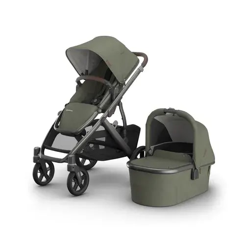 Uppababy Vista V3 With Bassinet Meadow Green Evelyn | Baby Bunting AU