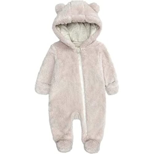 Ohrwurm Baby Snowsuit Fleece Lined Onesie Jumpsuit Newborn Warm Hooded Romper for Infant