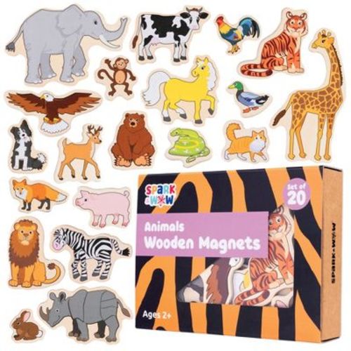Spark & Wow Wooden Magnets- Animals - Set of 20