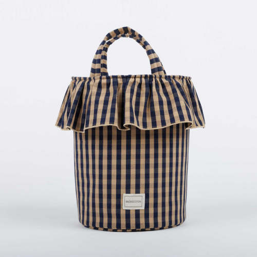 STROLLER BAG - Basket Gingham - Navy + Caramel