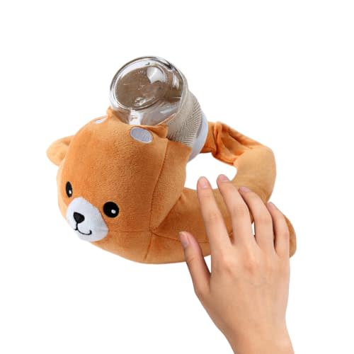 Hands Free Bottle Holder for Baby with Soft Animal Cover (Light Brown) | Hands Free Feeding Support bottle holder pillow with ergonomic comfort design; easy maintenance; machine washable plush