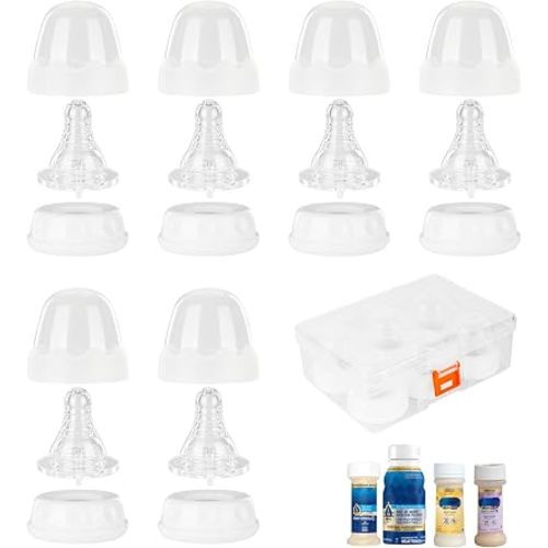 Ready-to-Use Nipples for Similac,Reusable Slow Flow Nipple Set, Compatible with Similac 360 Total Care & Enfamil Ready-to-Feed Bottles,6 Pack