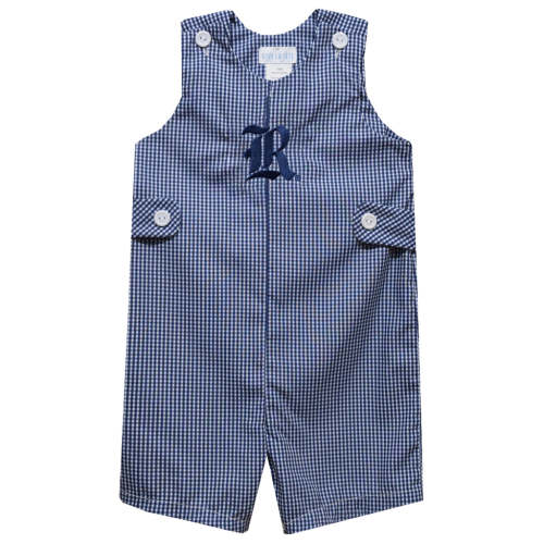 Rice University Owls Embroidered Navy Gingham Boys Jon Jon