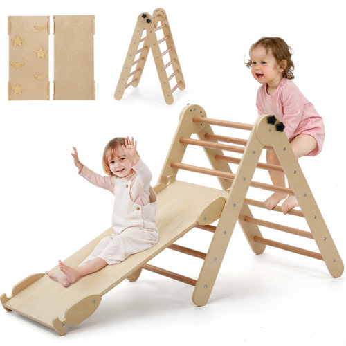 Kimbosmart 3-In-1 Pikler Triangle Set, Caveen Montessori Climbing Set, Foldable Wooden Climbing Toys, Adjustable Height And Angel, Indoor Jungle Gym For Toddlers | Wayfair