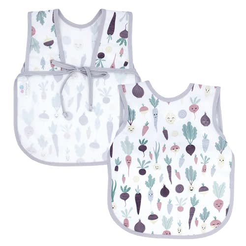 BapronBaby Root Veggies Bapron - No Neck Tie Safer Bib for Baby & Toddler - Soft Waterproof Stain Resistant - Machine Washable - Sz Preschool 3-5yrs