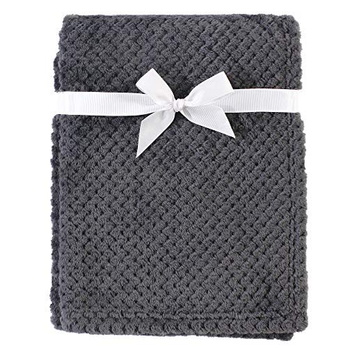Hudson Baby Unisex Baby Plush Waffle Blanket, Charcoal, One Size